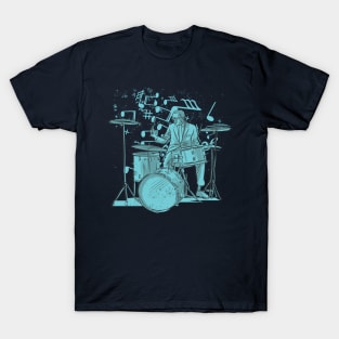 Vintage Jazz Drummer Illustration T-Shirt